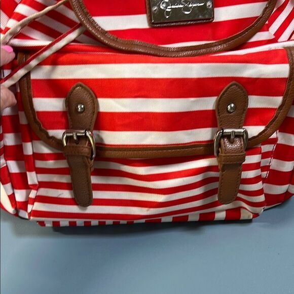 Awesome Jessica Simpson Red and White Striped Backpack - Picture 9 of 14